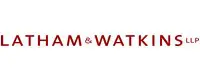 A red and white logo for adam & watters.