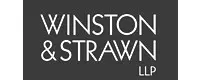 A black and white logo of the company winston strawn.